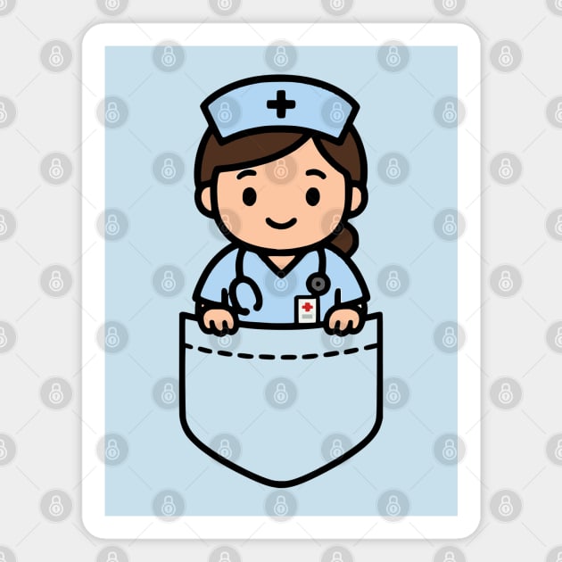 Cute Kawaii Nurse Pocket Cartoon Medical Healthcare Magnet by Yesteeyear